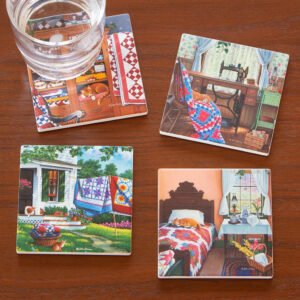 John Sloane "Cats & Quilts" Coaster Set of 4