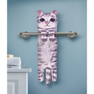 Alternative view of Cat Hand Towel Gray Tabby
