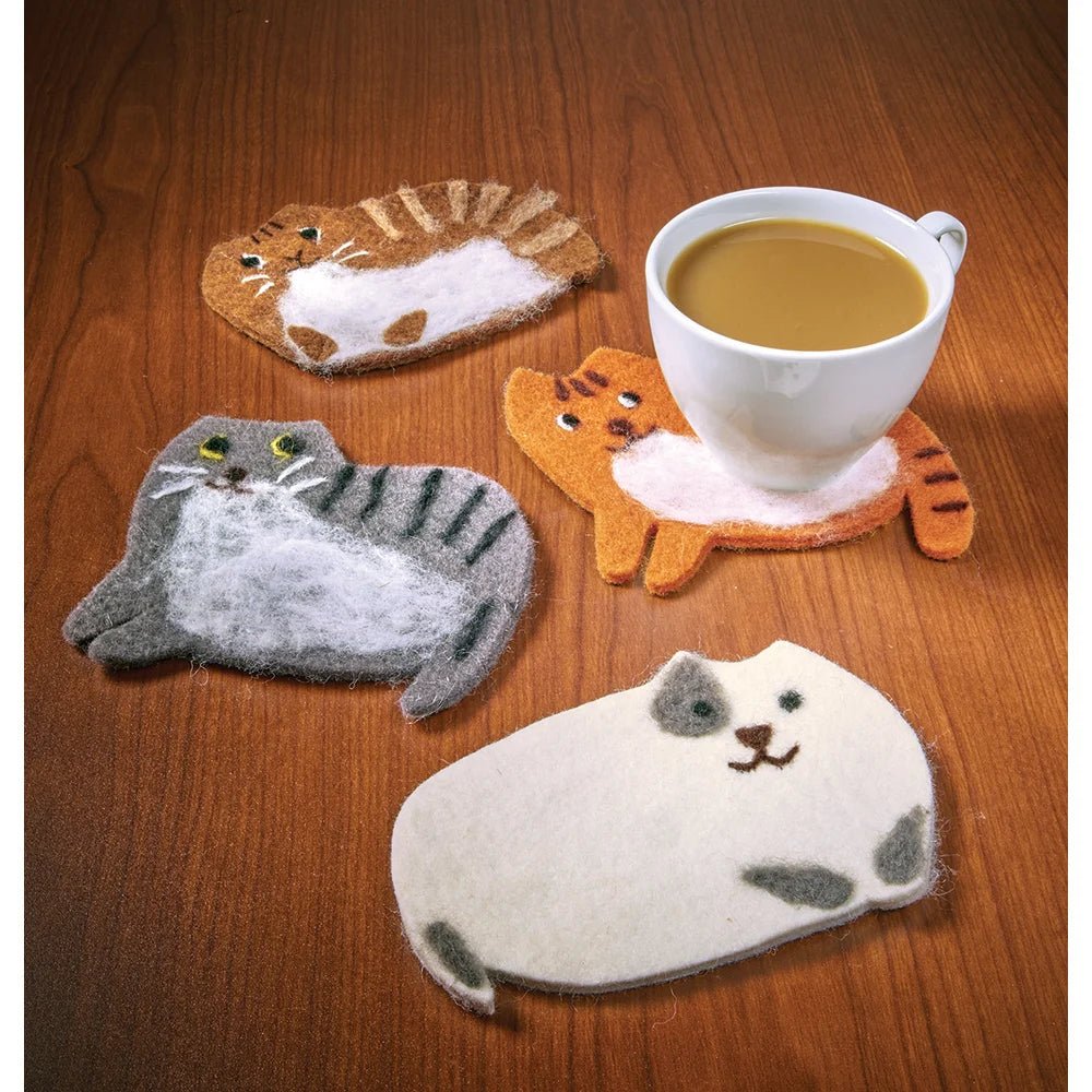 Set of 4 Felt Cat Coaster - Image 2