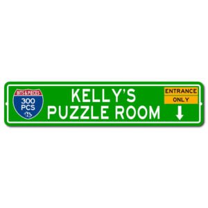 Alternative view of Personalized Puzzle Room Metal Street Sign