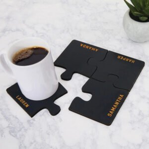 Alternative view of Personalized Puzzle Piece Coaster 4 Piece Set