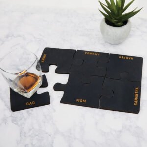 Alternative view of Personalized Puzzle Piece Coaster 6 Piece Set